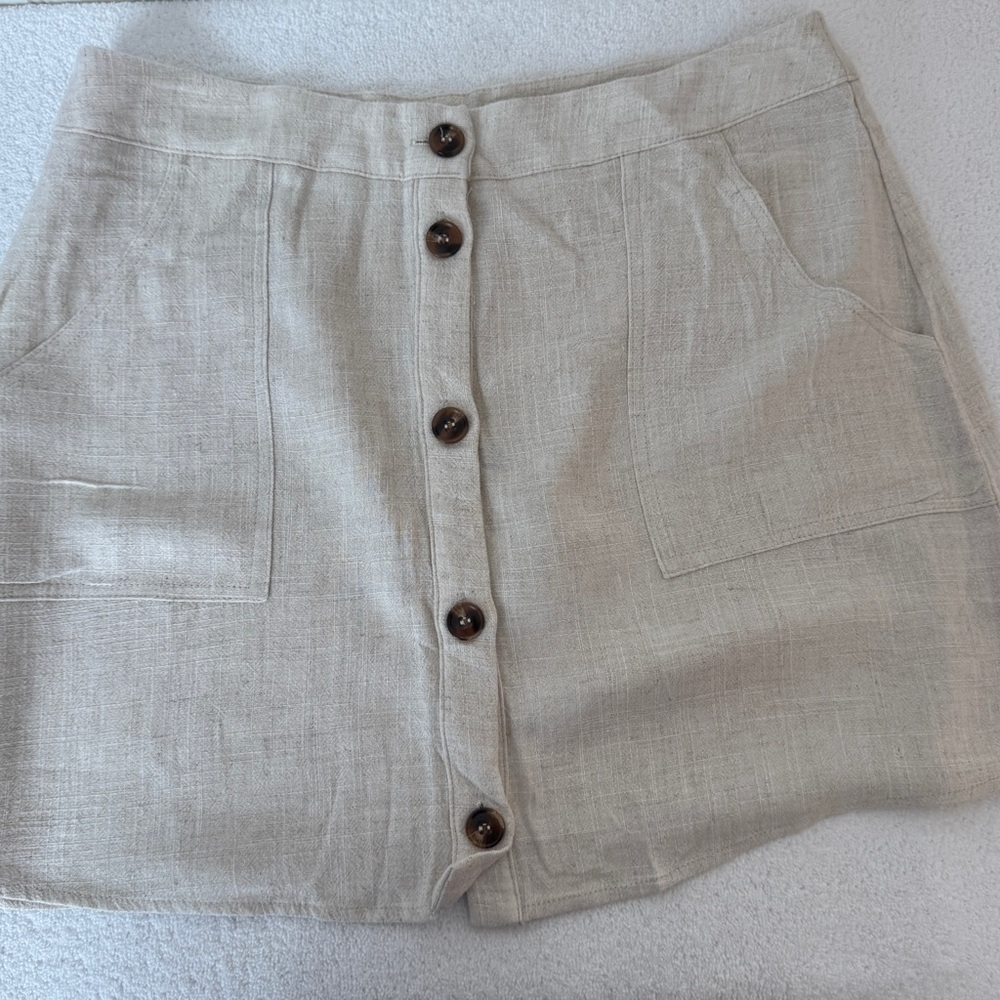 Blue Rain Beige Button-Down Mini Skirt